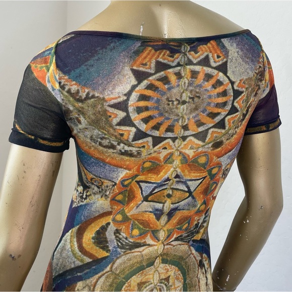 RARE VINTAGE VIVIENNE TAM CHAKRAS SHORT SLEEVE NYLON MAXI DRESS, SZ 2, Hong Kong - Picture 4 of 8